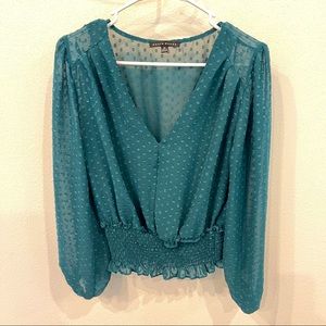 Turquoise Long-Sleeve Blouse, Size Medium